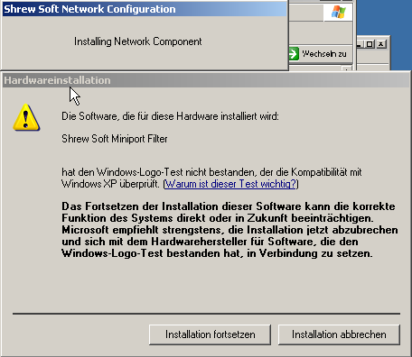 Installationsbildschirm: Windows-Logo-Test
